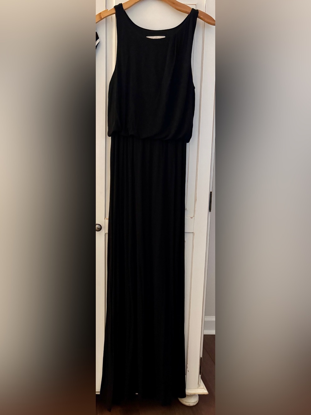 LOFT Black Sleeveless Blouson Maxi Dress